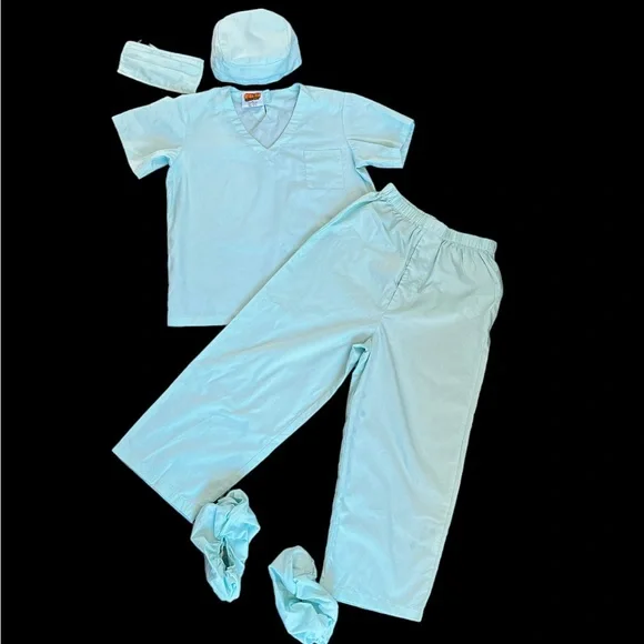 Kids Doctor Physician Costume child Size 8-10 Green Scrubs Stethoscope Get Real - Picture 8 of 9